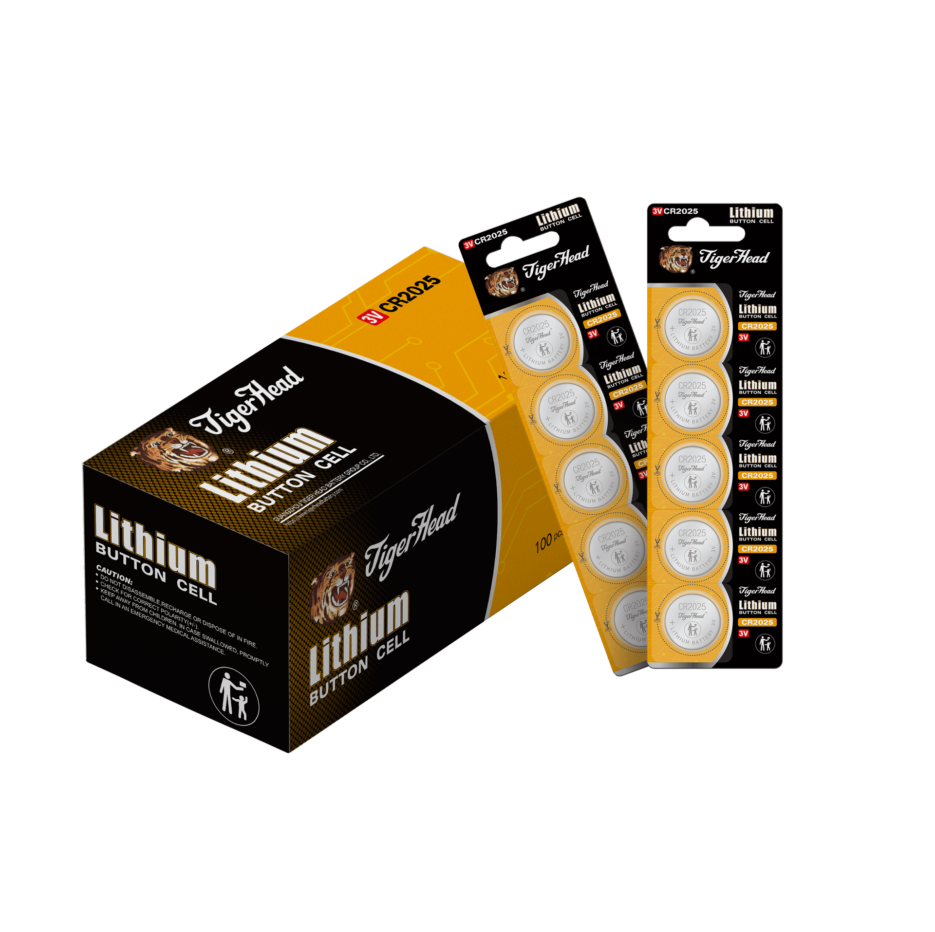Pile bouton au lithium 3V tête de tigre CR2016/CR2032/CR2025